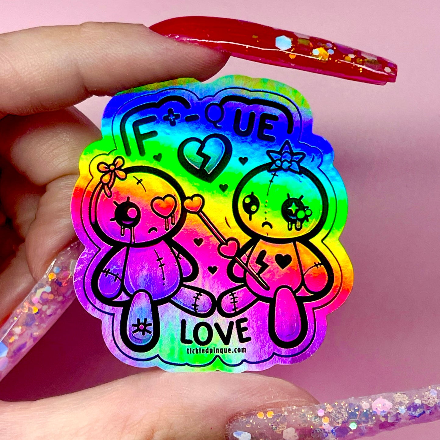 Holographic F*que Love Sticker