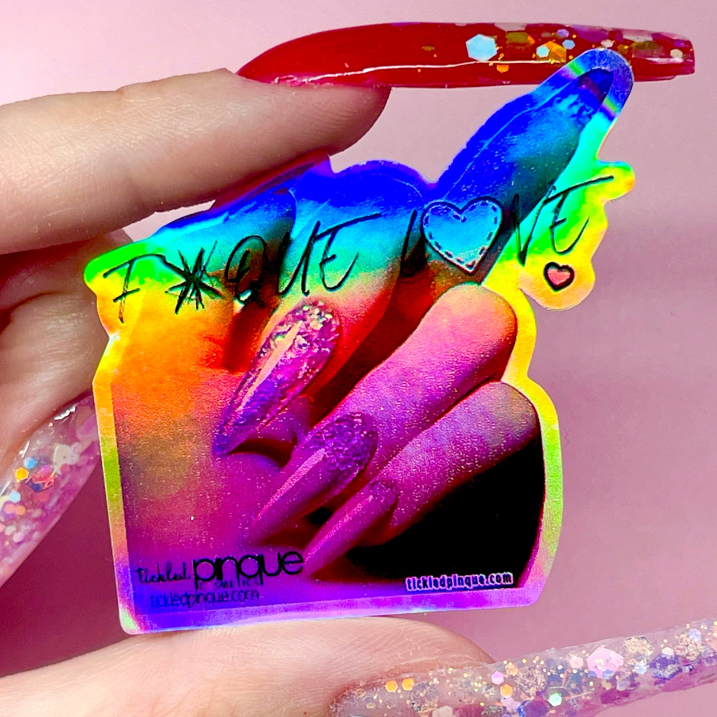 Holographic F*que Love Sticker